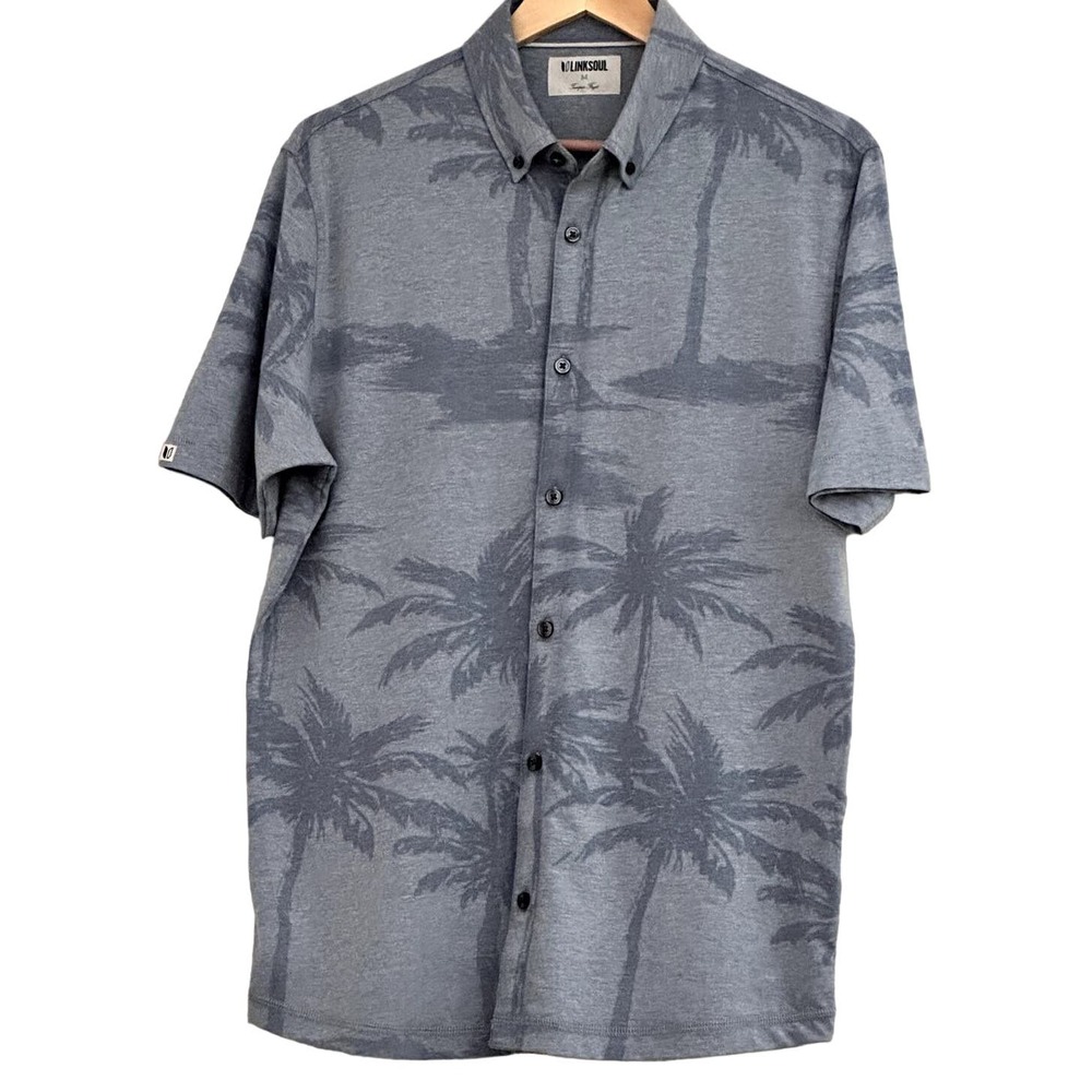 LINKSOUL Button Down Stargazer Blue‎ Dry Tech Shirt-Size M-NWOT